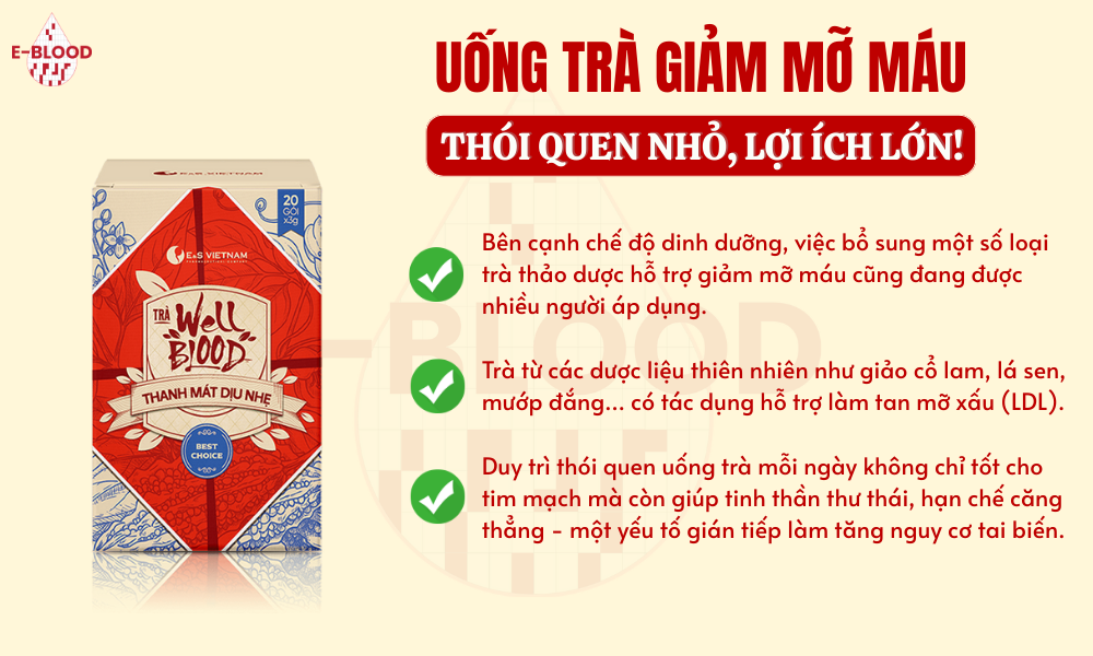 Trà WellBlood hỗ trợ cải thiện chỉ số mỡ máu